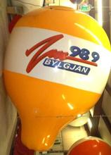 Custom Balloon - 17.5 ft. hot-air balloon shape helium balloon with radio station logo.