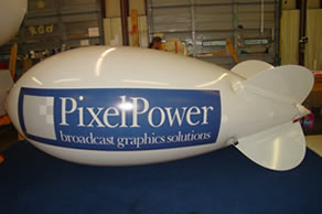helium advertising blimp with custom logo - blimps increase visibility - NOW!
